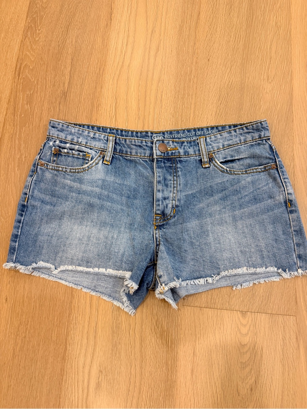 GAP Light Blue Frayed Hem Boyfriend Denim Shorts